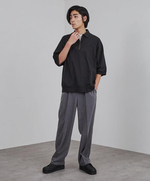 おれ様　黒ワイドスラックス Loose スラックス ドレープ ワイドフレアスラックス