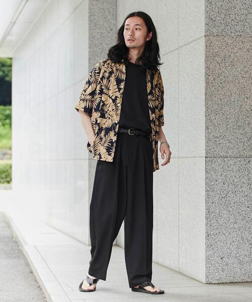 coen（コーエン）の「センタープレスタックワイドスラックス（スラックス・メンズ・ブラック/オフホワイト/ダークグレー・S/L/M）」の18枚目の写真