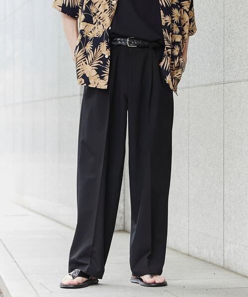 coen（コーエン）の「センタープレスタックワイドスラックス（スラックス・メンズ・ブラック/オフホワイト/ダークグレー・S/L/M）」の19枚目の写真