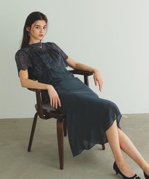 レース×シフォンマーメイドドレス