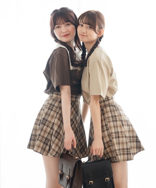 Cham.（チャム）の「チェックフレアスカート（スカート・レディース・ブラウン・F）」の11枚目の写真