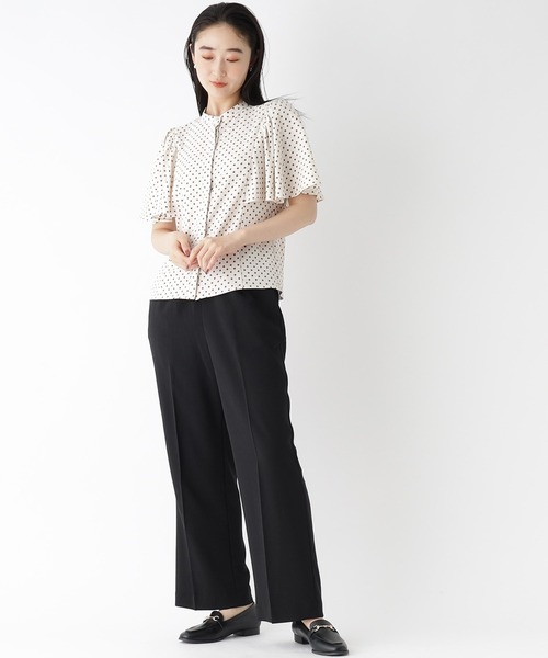 OPAQUE.CLIP（オペークドットクリップ）の「◆フレアスリーブ バンドカラーブラウス【イージーケア/洗濯機洗い可】（シャツ/ブラウス・レディース・ホワイト系3/ブラック/ネイビー系/グリーン・38/42/40）」の13枚目の写真