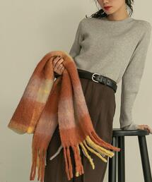 ウールMIXボリュームチェックマフラー