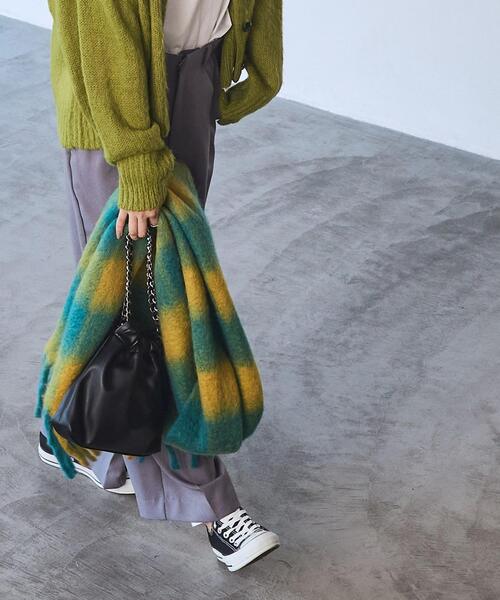 coen（コーエン）の「ウールMIXボリュームチェックマフラー（ストール/ショール・レディース・ブラウン/ターコイズブルー/コバルトブルー・FREE）」の15枚目の写真