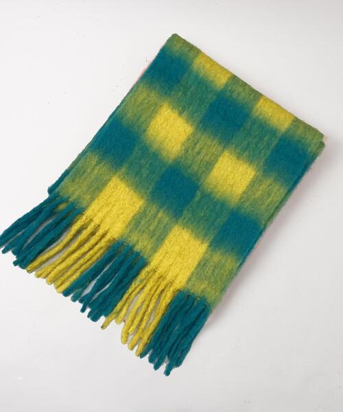 coen（コーエン）の「ウールMIXボリュームチェックマフラー（ストール/ショール・レディース・ブラウン/ターコイズブルー/コバルトブルー・FREE）」の17枚目の写真