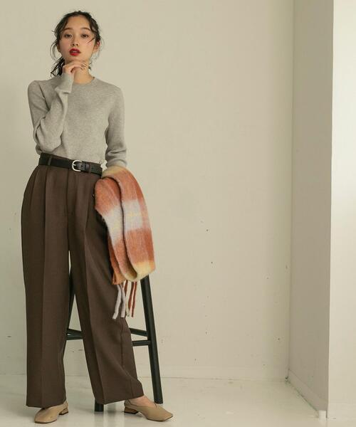 coen（コーエン）の「ウールMIXボリュームチェックマフラー（ストール/ショール・レディース・ブラウン/ターコイズブルー/コバルトブルー・FREE）」の19枚目の写真