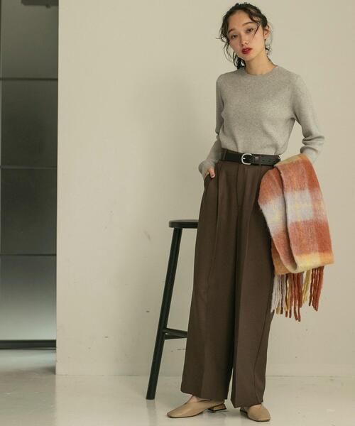 coen（コーエン）の「ウールMIXボリュームチェックマフラー（ストール/ショール・レディース・ブラウン/ターコイズブルー/コバルトブルー・FREE）」の13枚目の写真