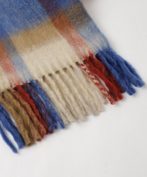 coen（コーエン）の「ウールMIXボリュームチェックマフラー（ストール/ショール・レディース・ブラウン/ターコイズブルー/コバルトブルー・FREE）」の12枚目の写真