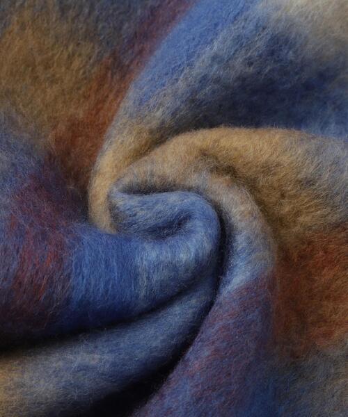 coen（コーエン）の「ウールMIXボリュームチェックマフラー（ストール/ショール・レディース・ブラウン/ターコイズブルー/コバルトブルー・FREE）」の14枚目の写真