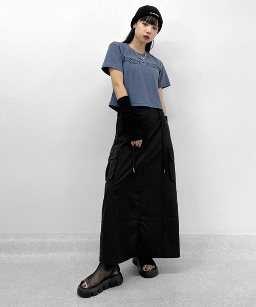 LVEU.(ラブユ.)の「Drawcord cargo skirt / ドローコードカーゴスカート(スカート・レディース・ブラック・FREE)」の14枚目の写真
