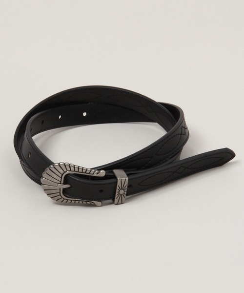 RAGEBLUE（レイジブルー）の「Vintage buckle leather western embroidery belt/ヴィンテージバックル/レザーウエスタン刺繍ベルト（ベルト・レディース・ブラック/ブラック×ホワイト・FREE）」の8枚目の写真