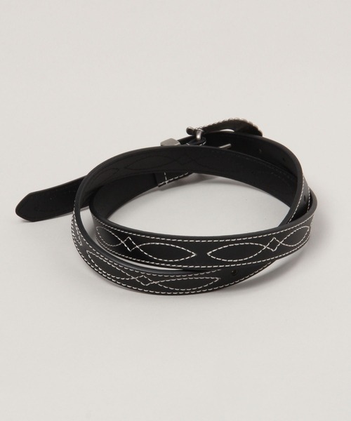 RAGEBLUE（レイジブルー）の「Vintage buckle leather western embroidery belt/ヴィンテージバックル/レザーウエスタン刺繍ベルト（ベルト・レディース・ブラック/ブラック×ホワイト・FREE）」の9枚目の写真