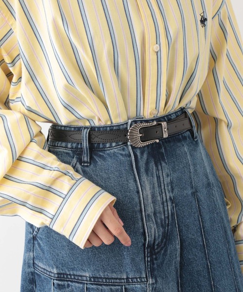 RAGEBLUE（レイジブルー）の「Vintage buckle leather western embroidery belt/ヴィンテージバックル/レザーウエスタン刺繍ベルト（ベルト・レディース・ブラック/ブラック×ホワイト・FREE）」の12枚目の写真