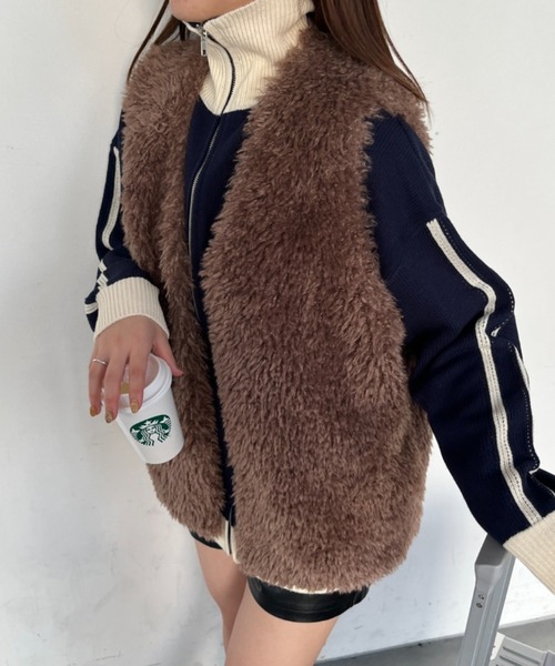 Unpeu Femme ダークブラウン ファーベスト nemne store（ネンネストア