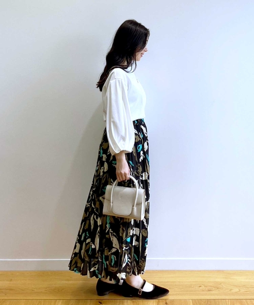 OPAQUE.CLIP(オペークドットクリップ)の「◆ボタニカルプリントプリーツスカート【洗濯機洗い可】(スカート・レディース・ブラック系/ダークブラウン系・38/40)」の8枚目の写真