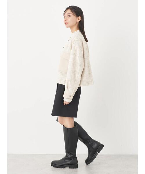 earth music&ecology（アースミュージックアンドエコロジー）の「ツイードジャケット(check)（ノーカラージャケット・レディース・アイボリー・FREE）」の7枚目の写真