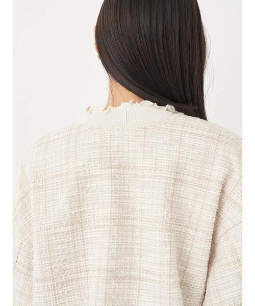 earth music&ecology（アースミュージックアンドエコロジー）の「ツイードジャケット(check)（ノーカラージャケット・レディース・アイボリー・FREE）」の9枚目の写真