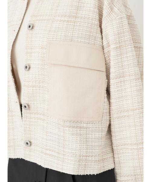 earth music&ecology（アースミュージックアンドエコロジー）の「ツイードジャケット(check)（ノーカラージャケット・レディース・アイボリー・FREE）」の11枚目の写真