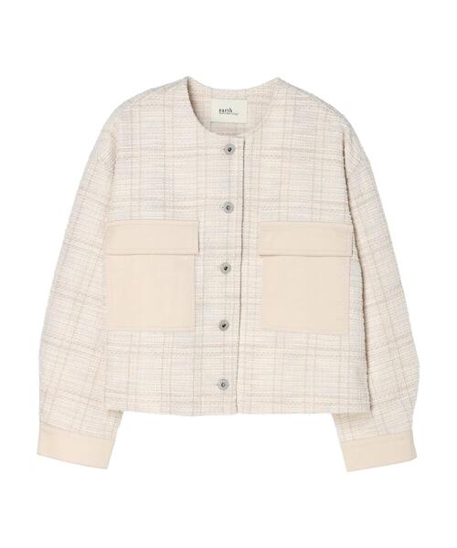earth music&ecology（アースミュージックアンドエコロジー）の「ツイードジャケット(check)（ノーカラージャケット・レディース・アイボリー・FREE）」の21枚目の写真