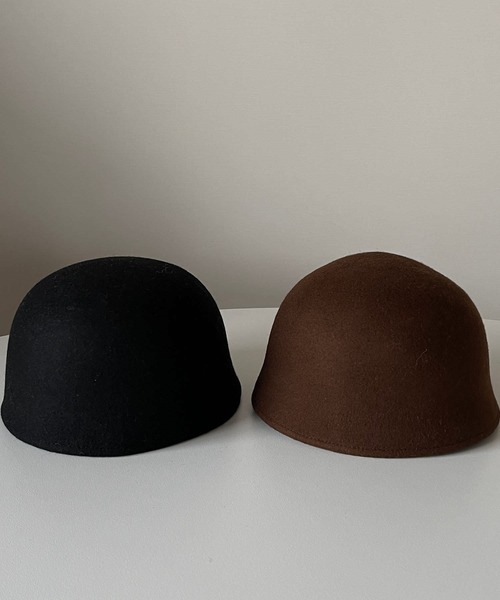 wee9s（ウィークス）の「smooth wool cap / スムースウールキャップ（キャップ・レディース・ブラック/ブラウン・FREE）」の5枚目の写真
