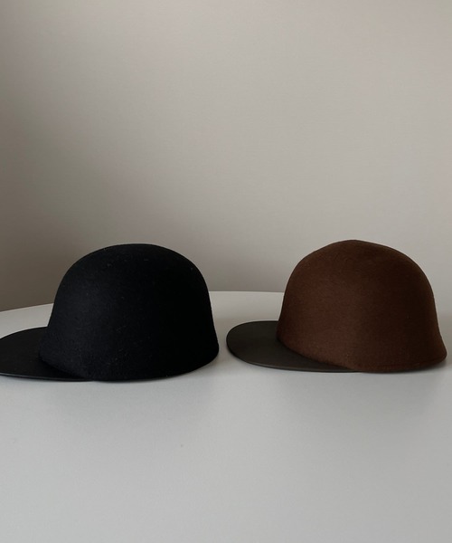 wee9s（ウィークス）の「smooth wool cap / スムースウールキャップ（キャップ・レディース・ブラック/ブラウン・FREE）」の4枚目の写真