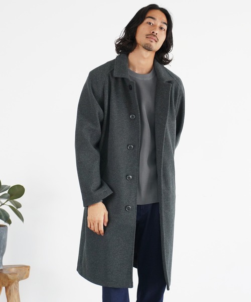 jiggys shop（ジギーズショップ）の「テックメルトン ロングコート ステンカラーコート（ステンカラーコート・メンズ・ブラック系その他/ブラウン系その他/ホワイト系その他/グレー系その他/ベージュ系その他/ブルー系その他/ブラウン系その他2/グレー系その他2・X-LARGE/LARGE/MEDIUM/SMALL）」の4枚目の写真