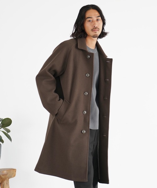 jiggys shop（ジギーズショップ）の「テックメルトン ロングコート ステンカラーコート（ステンカラーコート・メンズ・ブラック系その他/ブラウン系その他/ホワイト系その他/グレー系その他/ベージュ系その他/ブルー系その他/ブラウン系その他2/グレー系その他2・X-LARGE/LARGE/MEDIUM/SMALL）」の6枚目の写真