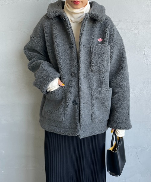 DANTON（ダントン）の「[DANTON/ダントン] カバーオール ボアフリースジャケット（カバーオール・レディース・チャコール/ライトベージュ・M）」の3枚目の写真