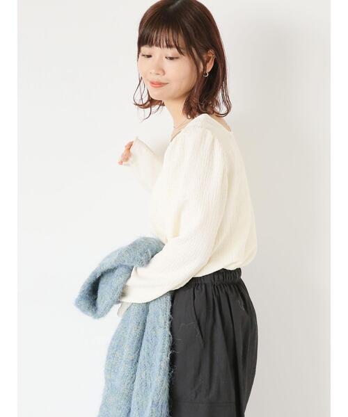 ehka sopo(エヘカソポ)の「スクエアネックカットソー(Tシャツ/カットソー・レディース・ブラック/オフホワイト/キナリ・F)」の6枚目の写真