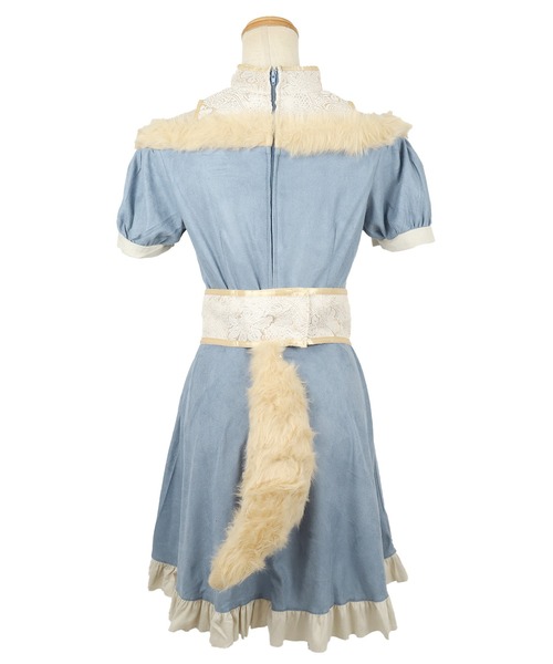 Tika（ティカ）の「コスプレ かわいい アニマル 狐 ふわふわ 和装 キョンシー 体型カバー Aライン 長袖 ワンピース 6点セット（コスチューム/パーティーグッズ・レディース・ブルー・M）」の9枚目の写真