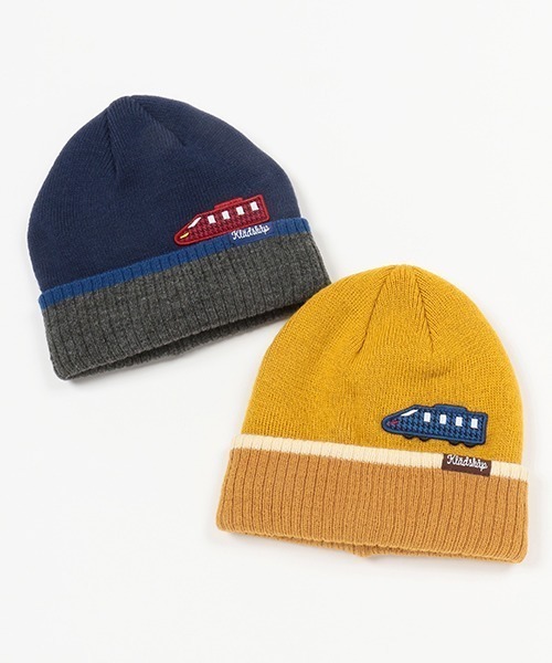 kladskap（クレードスコープ）の「電車ワッペン配色ニット帽（ニットキャップ/ビーニー・キッズ・マスタード/ネイビー・FREE）」の6枚目の写真