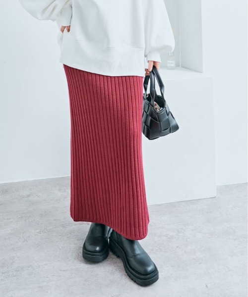 【極美品✨ シルク】ドゥーズィエムクラス リブニット タイトロングスカート 38 セール】≪25AWの新色登場!≫長め丈でスッキリ上品見え。リブ