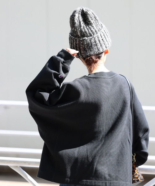 Santelli Francesca(サンテッリフランチェスカ)の「【Santelli Francesca/サンテッリフランチェスカ】Mix Knit Cap:ニットキャップ(ハット・レディース・ブラック/ライトグレー/ブラウン・FREE)」の8枚目の写真