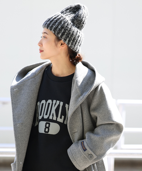 Santelli Francesca(サンテッリフランチェスカ)の「【Santelli Francesca/サンテッリフランチェスカ】Mix Knit Cap:ニットキャップ(ハット・レディース・ブラック/ライトグレー/ブラウン・FREE)」の9枚目の写真