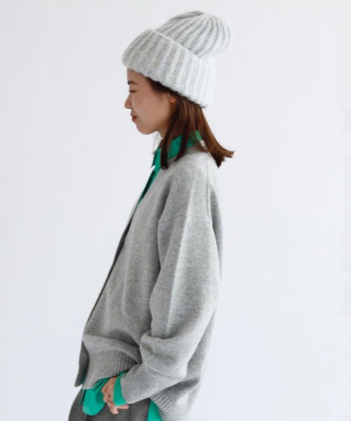 Santelli Francesca(サンテッリフランチェスカ)の「【Santelli Francesca/サンテッリフランチェスカ】Mix Knit Cap:ニットキャップ(ハット・レディース・ブラック/ライトグレー/ブラウン・FREE)」の11枚目の写真
