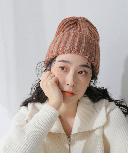 Santelli Francesca(サンテッリフランチェスカ)の「【Santelli Francesca/サンテッリフランチェスカ】Mix Knit Cap:ニットキャップ(ハット・レディース・ブラック/ライトグレー/ブラウン・FREE)」の12枚目の写真