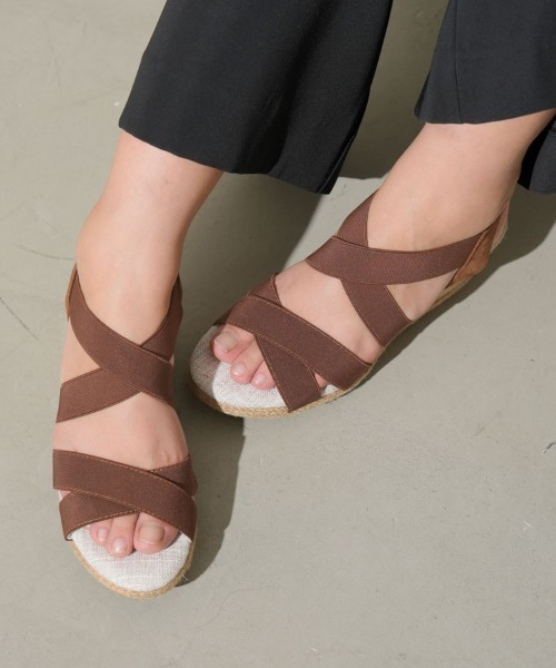 美脚！ラクに歩けてスタイルアップ】クロスゴムジュートサンダル