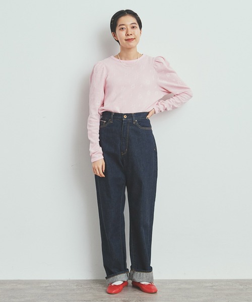 CHILD WOMAN（チャイルドウーマン）の「☆花メッシュジャガード BIGパフ袖プルオーバー（Tシャツ/カットソー・レディース・アイボリー/ピンク/パープル/ネイビー・FREE）」の8枚目の写真