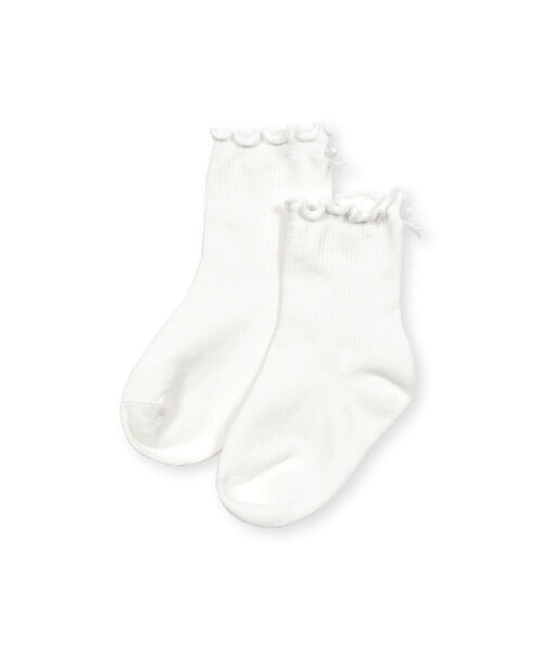 BeBe Petits Pois Vert（ベベプチポワヴェール）の「【店舗限定】メロウリボンソックス(15~24cm)（ソックス/靴下・キッズ・ホワイト/ブラック・L/M/XL）」の3枚目の写真