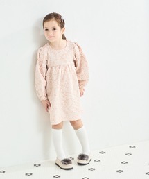 ふくれジャガード ボリューム袖 花柄ワンピース