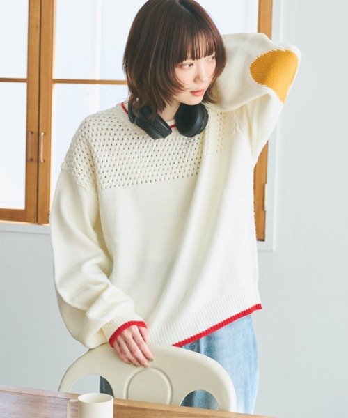 unclip（アンクリップ）の「エルボーパッチラインニット（ニット