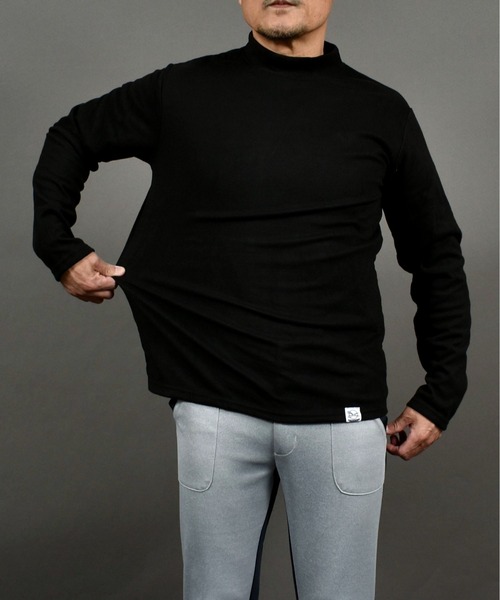 裏起毛フリース モックネック ゴルフトップス（Tシャツ
