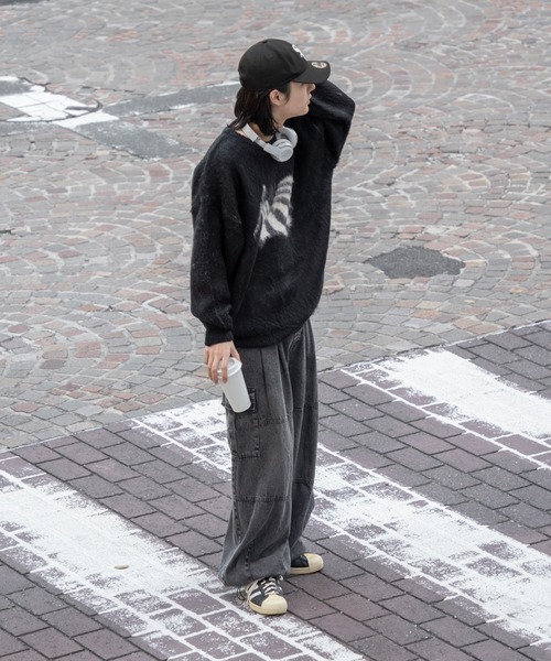 kutir（クティール）の「フラッグシャギーBIGニット（ニット/セーター・メンズ・ネイビー/ブラック・MEDIUM/LARGE）」の9枚目の写真