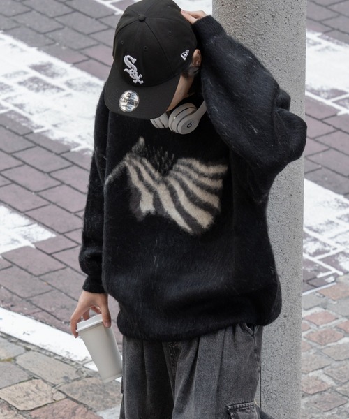 kutir（クティール）の「フラッグシャギーBIGニット（ニット/セーター・メンズ・ネイビー/ブラック・MEDIUM/LARGE）」の6枚目の写真