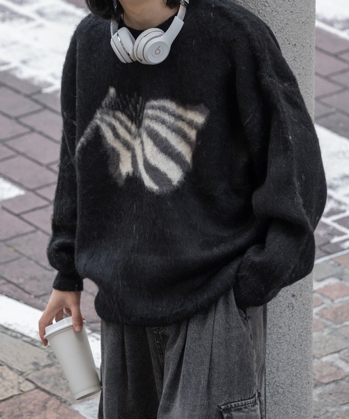 kutir（クティール）の「フラッグシャギーBIGニット（ニット/セーター・メンズ・ネイビー/ブラック・MEDIUM/LARGE）」の5枚目の写真