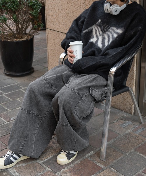 kutir（クティール）の「フラッグシャギーBIGニット（ニット/セーター・メンズ・ネイビー/ブラック・MEDIUM/LARGE）」の11枚目の写真