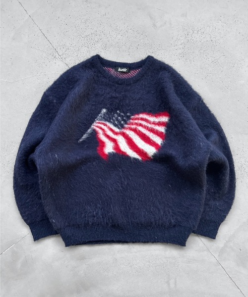 kutir（クティール）の「フラッグシャギーBIGニット（ニット/セーター・メンズ・ネイビー/ブラック・MEDIUM/LARGE）」の4枚目の写真