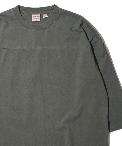 Goodwear(グッドウェア)の「【Goodwear/グッドウェア】USAコットン切替7分袖 FOOTBALL TEE(Tシャツ/カットソー・メンズ・ネイビー/グレー/ホワイト/ライトカーキ/チャコールグレー/ブラック・MEDIUM/X-LARGE/LARGE)」の5枚目の写真