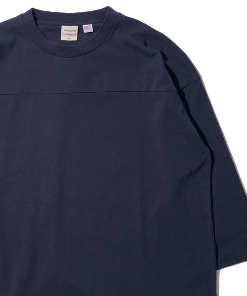 Goodwear(グッドウェア)の「【Goodwear/グッドウェア】USAコットン切替7分袖 FOOTBALL TEE(Tシャツ/カットソー・メンズ・ネイビー/グレー/ホワイト/ライトカーキ/チャコールグレー/ブラック・MEDIUM/X-LARGE/LARGE)」の6枚目の写真