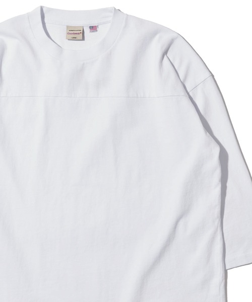 Goodwear(グッドウェア)の「【Goodwear/グッドウェア】USAコットン切替7分袖 FOOTBALL TEE(Tシャツ/カットソー・メンズ・ネイビー/グレー/ホワイト/ライトカーキ/チャコールグレー/ブラック・MEDIUM/X-LARGE/LARGE)」の1枚目の写真